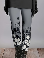 abordables -Mujer pantalones Polainas Leggings cómodos Vacaciones Vintage Ropa de calle Hasta el Tobillo Cintura Media Graphic Flor Cintura elástica Estampado Confortable Al Aire Libre Cómodo Alta elasticidad