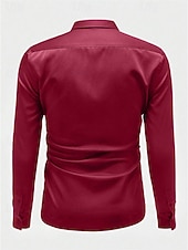 Herren Hemd Satinhemd Freizeithemd Knopfhemd Einfach Hochzeit Urlaub Schwarz Weiß Wein Marineblau Langarm Revers Frühling & Herbst Bekleidung preiswerte Satinhemden für Herren-Herren Hemd Satinhemd Freizeithemd Knopfhemd Einfach Hochzeit Urlaub Schwarz Weiß Wein Marineblau Langarm Revers Frühling & Herbst Bekleidung