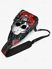 tanie Torby-Męskie Torba przez ramię Saszetka na klatkę piersiową Torba na ramię Poliester Na zewnątrz Halloween Codzienne Zamek Nadruk Duża pojemność Lekki Multi Carry Czaszka Czarny / Złoty Czarny / Czerwony