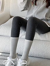 זול leggins עם ריפוד פליס-בגדי ריקוד נשים מכנסי פליסה חותלות אופנתי סגנון רחוב יום יומי באורך מלא מותניים גבוהים אחיד גזרה גבוהה נוח רך סטרצ&#039;י (נמתח) חופשה יומי אפור כהה שחור אפור סתיו חורף גזרה צרה