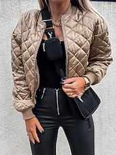 economico Puffers &amp; Parka-Per donna Giacca imbottita Giacca Casual Caldo Confortevole Cerniera Tasca Moda All&#039;aperto Semplice Uscire Weekend Cerniera Regolare Collo alla coreana Vestibilità regolare Manica Lunga Capispalla