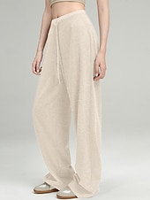 Жен. Штаны Широкие Чино Мода Классический На каждый день Полная длина Завышенная Полотняное плетение Карман Эластичный пояс удобный Мягкий Удобный Эластичная на открытом воздухе Йога Для улицы Недорогие широкие ноги и высокая талия-Жен. Штаны Широкие Чино Мода Классический На каждый день Полная длина Завышенная Полотняное плетение Карман Эластичный пояс удобный Мягкий Удобный Эластичная на открытом воздухе Йога Для улицы