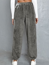 halpa Suorat Housut-Naisten Veryttelyhousut Fleece-housut Kiinalainen Loma Vintage Katutyyli Täyspitkä Keskikorkea vyötärö Tavallinen Tasku Joustava vyötärö Pidä lämpimänä Mikrojoustava Elastinen Päivittäin ulko- Loma