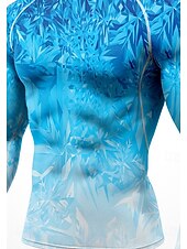 رخيصةأون تي شيرتات وبلوزات بدون أكمام للجري-رجالي قميص ضاغط تيشيرت للجري طباعة ثلاثية الأبعاد كم طويل طبقة القاعدة لون متغاير سريع جاف ضغط مرونة عالية رطوبة فتل تمرين نادي رياضي التدريب النشط ممارسه الرياضه ملابس رياضية ألبسة رياضية أزرق