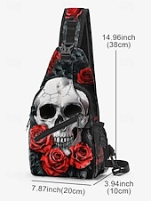tanie Torby-Męskie Torba przez ramię Saszetka na klatkę piersiową Torba na ramię Poliester Na zewnątrz Halloween Codzienne Zamek Nadruk Duża pojemność Lekki Multi Carry Czaszka Czarny / Złoty Czarny / Czerwony