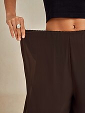 economico pantaloni eleganti da donna-Per donna Culotte Gamba Larga Pantaloni a gamba dritta Elegante Stile Classico Casual Lunghezza intera Vita media Tinta unica Elastico in vita Elasticizzato Matrimonio Vacanza Feste Marrone
