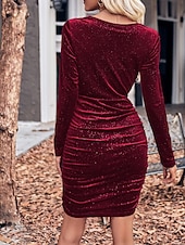 Femmes Mini Robe Robe en Velours Robe de Soirée Robe de Cocktail Élégant Moderne Soirée Date Coupe régulière Uni manche longue Col ras du cou Noir Vin Vert Bleu de minuit Automne Hiver abordables Robe de cocktail-Femmes Mini Robe Robe en Velours Robe de Soirée Robe de Cocktail Élégant Moderne Soirée Date Coupe régulière Uni manche longue Col ras du cou Noir Vin Vert Bleu de minuit Automne Hiver