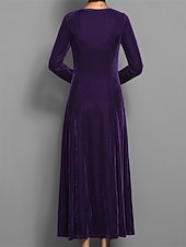 abordables Robe de cocktail-Femmes Robe Longue Maxi Robe Robe en Velours Robe Décontractée Robe de Cocktail Élégant Mode Moderne Quotidien Soirée Week-end Coupe régulière Uni Manche 3/4 Col ras du cou Noir Rouge Bleu Violet
