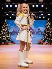 abordables Bottes enfants-Chaussures de costume de pop star inspirées des idoles coréennes, bottes hautes en similicuir blanc pour filles avec fermeture éclair latérale et semelle épaisse pour spectacles de danse et tenues