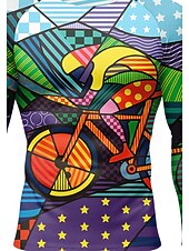 abordables Maillots pour hommes-Homme Maillot de cyclisme Maillot de descente Géométrique manche longue Cyclisme Maillot Top avec 3 poches arrière Séchage Rapide Doux Confortable Évacuation de l&#039;Humidité Des sports Violet Vêtement