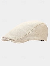 abordables Chapeaux pour hommes-Casquette plate en lin et coton respirant pour homme, chapeau gavroche vintage classique pour tenue décontractée, conduite et activités de plein air