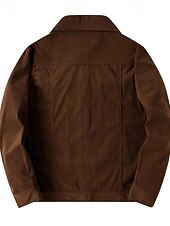 economico Giubbotti e cappotti da uomo-Per uomo Giacca in Velluto a Coste Giacca Cargo Giacca Casual Vacanza Quotidiano Caldo Tasca Autunno &amp; Inverno Semplice Moda Classico Bavero Regolare Nero Blu Verde militare Caffè Giacca