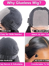 cheap Human Hair Lace Front Wigs-Wear and Go Glueless Wigs Human Hair Pre Plucked Pre Cut 4x4 Straight Lace Front Wigs Human Hair Wigs for Women No Glue Hd Lace Front Closure Ready to Wear Wigs 180% Density