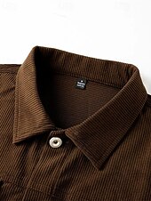 economico Giubbotti e cappotti da uomo-Per uomo Giacca in Velluto a Coste Giacca Cargo Giacca Casual Vacanza Quotidiano Caldo Tasca Autunno &amp; Inverno Semplice Moda Classico Bavero Regolare Nero Blu Verde militare Caffè Giacca