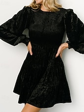 ieftine Rochii Party-Pentru femei Rochie Mini Rochie de catifea Rochie de Cocktail Rochii Peplum Elegant Modă Modern Petrecere Serată Dată Fit regulat Simplu Manșon Lung Stil Nautic Negru Roșu Vin Verde Militar Maro