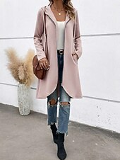 billiga hoodie jacka-Dam Vardaglig jacka Hoodiejacka Bekväm Andningsfunktion Dragkedja Ficka Ledigt Slät Semester Gata Ledigt Dagliga kläder Dragkedja Lång Huva Normal Långärmad Ytterkläder Svart Rodnande Rosa Grå Vår