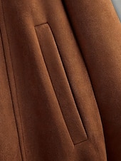 abordables Vestes en Suède Synthétique-Homme Veste en faux suède Veste Décontractée Vacances Quotidien Chaud Avec Poches Automne Hiver Uni Mode Classique Col montant Régulier Noir Vert Café Veste