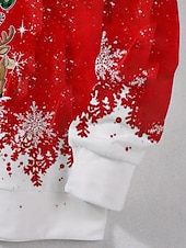 billiga Grafisk butik Sweatshirts &amp; Huvtröjor-Dam Pullover-tröja Huvtröjor Grafisk Jul Ful jul Klassisk Ledigt Festival Långärmad Rund hals Vanliga toppar Ledigt Helgdag Mönster Rubinrött Höst Vinter