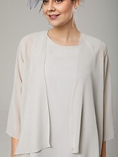 abordables Costumes-pantalons pour maman-Tailleur trois pièces Mère de la mariée Élégant Grande taille Longueur de sol Chiffon Sans manches Enveloppée avec couleur unie pour impressionner taille personnalisée gratuite