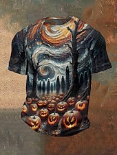 levne Halloween trička-Pánské halloweenská košile Grafická trička Waffle Tričko Dýně Netopýr Výstřih ke krku Oblečení 3D tisk Venkovní Dovolená Tématický večírek Halloweenská párty Krátký rukáv Tisk Vinobraní předvečer