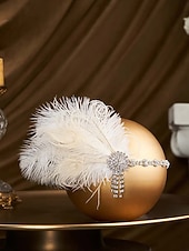 preiswerte Maskerade-Zubehör-Damen-Stirnband mit Federn und Strass im Stil der 1920er Jahre – Gatsby-Flapper-Haaraccessoire für Gesellschaftstanz, Cocktailpartys und Veranstaltungen mit Vintage-Thema