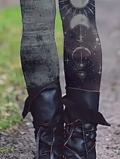 economico -Per donna Leggings Leggings comodi Stile Etnico Essenziale Casual Lunghezza intera Vita Alta MOON Stampa Calore Termico Confortevole Elasticizzato Casuale Quotidiano Ferie Nero Autunno Inverno