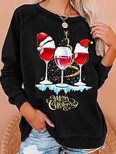 Christmas Women's Pullover Sweatshirt Graphic Tree Fashion Casual Long Sleeve Crew Neck Regular Tops Street Dailywear Holiday Print Black Red Fall Winter4