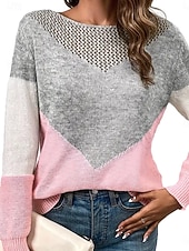 Dámské Svetr Na běžné nošení Měkké Geometrický Rýhovaný Tričkový Slátanina Pletený Dlouhý rukáv Běžné topy Plést Venkovní Denní Víkend Černá Žlutá Podzim Zima levne Pevné barvy-Dámské Svetr Na běžné nošení Měkké Geometrický Rýhovaný Tričkový Slátanina Pletený Dlouhý rukáv Běžné topy Plést Venkovní Denní Víkend Černá Žlutá Podzim Zima