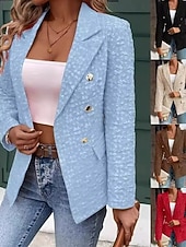 billiga Blazers och kostymer-Dam Kavaj Bekväm Mönster Elegant Mode Utomhus Blomma Utekväll Ledigt / vardag Helgen Cardigan Normal Kavajslag Normal Långärmad Ytterkläder Svart Rubinrött Blå Vår Höst