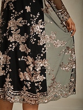 Недорогие Куртки-Женские топы из ткани с пайетками цветочные элегантные стильные с длинным рукавом круглым вырезом длинные топы вечернее полуформальное пляжная свадьба черное весна осень зима