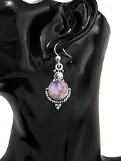 Недорогие Женская серьга-Женские серьги-подвески из лунного камня с винтажным серебряным дизайном, элегантные украшения в стиле бохо для вечеринок, свадеб и повседневной носки