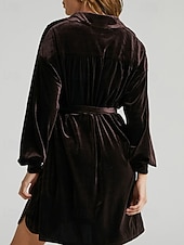 abordables Robe de cocktail-Femmes Robe Midi Robe Décontractée Mode Classique Moderne Extérieur Vacances Fête Coupe régulière Uni manche longue Col de chemise Violet Marron Vert Été