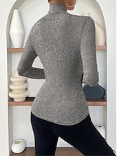 preiswerte Damen Einfache Oberteile-Damen Bluse Einfarbig Stilvoll Lässig Langarm V Ausschnitt Normale Oberteile Täglich Gerafft Schwarz Weiß Aprikose Grau Frühling Herbst Winter