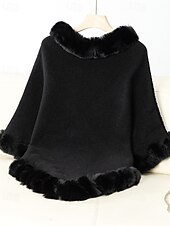 preiswerte Einfarbige Farben-Damen Pullover Schultertuch Elegant Mode Streetwear Einfarbig Gerippt Rollkragen Gestrickt Asymmetrischer Saum Kunstpelzbesatz Halbarm Normale Oberteile Stricken Outdoor Täglich Wochenende Weinrot