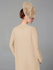 abordables Costumes-pantalons pour maman-Pantalon de mariage à la plage ensemble de 3 pièces mère de la mariée invitée de mariage formelle élégante grande taille avec encolure bateau longueur au sol manches longues enveloppe incluse avec
