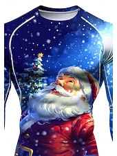 Недорогие Футболки и майки для бега-Новогодняя тематика Муж. Универсальные Футболка для бега Спортивная рубашка Фитнес-рубашка Рубашка тренировки Беговой верх Длинный рукав Футболка Футболка UPF 50