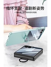 cheap Samsung Cases-Phone Case For Samsung Galaxy Z Flip 7 Back Cover Full Body Protective Ring Buckle Shockproof Retro PC