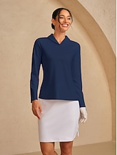 ieftine Colecția de designer-Pentru femei Tricou POLO Bleumarin Manșon Lung Topuri Vestimenta Golf Doamnelor Haine Ținute Poartă Îmbrăcăminte