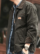 abordables Chaquetas Cargo-Hombre Chaqueta ligera Chaqueta tipo cargo Chaqueta casual Vacaciones Diario Resistencia al desgaste Bolsillo Otoño Invierno Plano Moda Clásico Diseño Regular Negro Marrón Verde Ejército Gris Oscuro