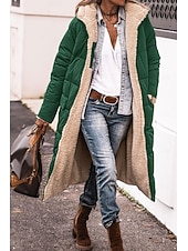 ieftine Parka casual-Pentru femei Palton de iarnă Geaca matlasata Rezistent la Vânt Cald Buzunar Deschis frontal Epocă Zilnic Casual Simplu Cadouri de Crăciun Vacanță Casual Zilnic Deschis frontal Lung Capișon Fit regulat