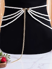 levne Dámský pásek-Dámský perlový pásek s vrstvami korálků - sexy šperky do pasu vhodné na párty, do klubu a na festivaly