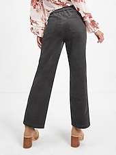 economico Pantaloni a gamba dritta-Per donna Chinos Dritto Moda Streetwear Casual Lunghezza intera Vita Alta Semplice Fascia Elastica Comodo Morbido Confortevole Inelastico All&#039;aperto Streetwear Grigio scuro Nero Marrone Primavera
