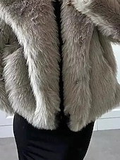 preiswerte Felle &amp; Leder-Damen Kunstpelzmantel Warm Bequem Pelze &amp; Leder Lässig Einfach Urlaub Straße Ferien Ausgehen Regulär Umlegekragen Normale Passform Langarm Oberbekleidung Hell Gray Herbst Winter