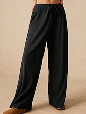 economico gamba larga e vita alta-Per donna Culotte Gamba Larga Gamba larga Chinos Vacanza Vintage Streetwear Lunghezza intera Vita media Semplice Tasca Design con Coulisse Elastica Comodo Micro-elastico Alta elasticità All&#039;aperto
