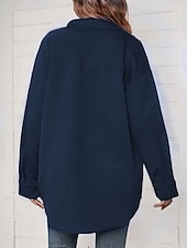 Недорогие повседневные куртки-Жен. Повседневная куртка Удобный Дышащий Карман Пуговицы На каждый день Полотняное плетение Отпуск Для улицы Повседневные На каждый день Однобортный крой Длинная Отложной Свободное облегание