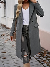 halpa Trench Coats-Naisten Trenssitakki Mukava Hengittävä Tasku Napit Vapaa-aika Tavallinen Loma Katu Kausaliteetti Arki-asut Yksirivinen Pitkä Sänkyjen avaus Normaali Pitkähihainen Päällysvaatteet Ruskea Apila Tumman