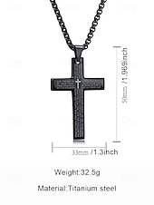 tanie Biżuteria męska-Męski naszyjnik z krzyżem ze stali tytanowej z grawerunkiem modlitwy Pańskiej, łańcuszek z biżuterią religijną dla wyznawców wiary chrześcijańskiej, do noszenia na co dzień i na prezent