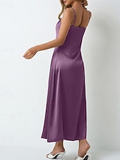 voordelige Eenvoudige jurk-Dames Halflange jurk Satijnen Jurk Feestjurk Cocktail jurk Slipdress Modieus Modern Buiten Avond Feest Feest Normale pasvorm Effen Mouwloos hihnat Lichtgroen Wijn Donkergroen Paars Lente Herfst