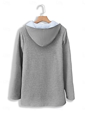 preiswerte Fleece-futterte Kapuzenpullis-Damen Kapuzenpullover Druck Grafik Buchstabe Warm Lässig Sherpa-Fleece Langarm Mit Kapuze Normale Oberteile Lässig Straße Alltagskleidung Blau Schwarz Rosa Dunkelpink Rote Herbst Winter