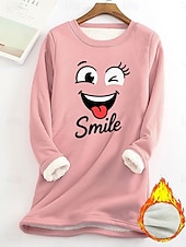 abordables Sweatshirts en polaire-Pull-over pour femme, sweat-shirt graphique, chaud, décontracté, duveteux, manches longues, col rond, régulier, streetwear, décontracté, jaune, rose, rose foncé, bleu, gris, printemps, automne, hiver